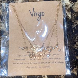 ♍️ Virgo Gold Plated Necklace 3 Layer Brand New Sealed